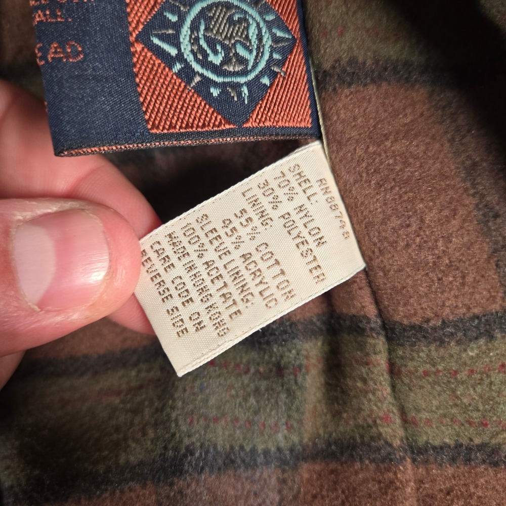 Vintage The Territory Ahead Duster Coat Mens M Brown Plaid Lined Western - Picture 6 of 9